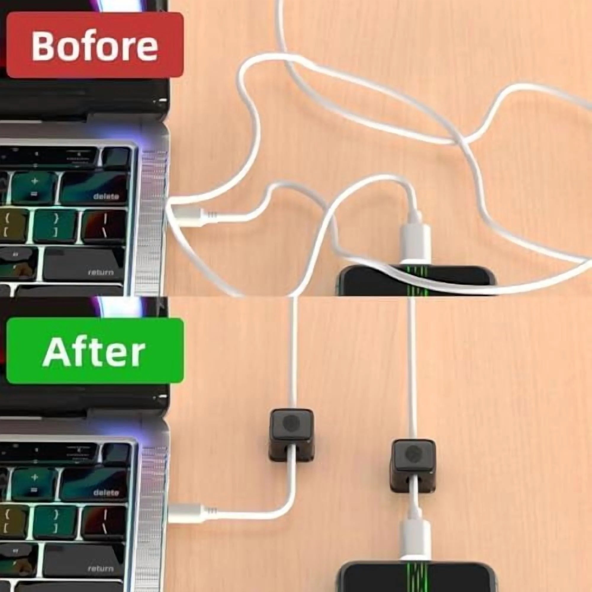 Magnetic Cable Clips Cord Organizer Black Self Adhesive Under Desk a7k
