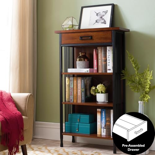 Rustic Bookcase with Drawer Storage, 30" W x 50" H k7m
