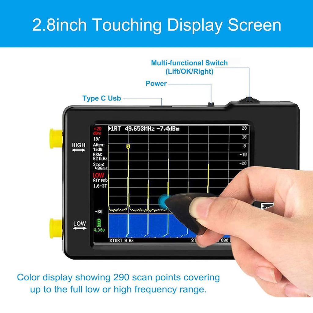 Spectrum Analyzer Handheld 2.8in Touchscreen 100KHz-960MHz Portable Frequency Analyzer a7