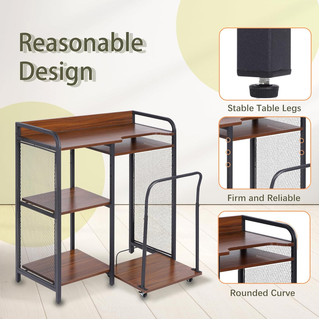 Printer Stand with Storage 3 Tier Adjustable Rack for Home Office k7m