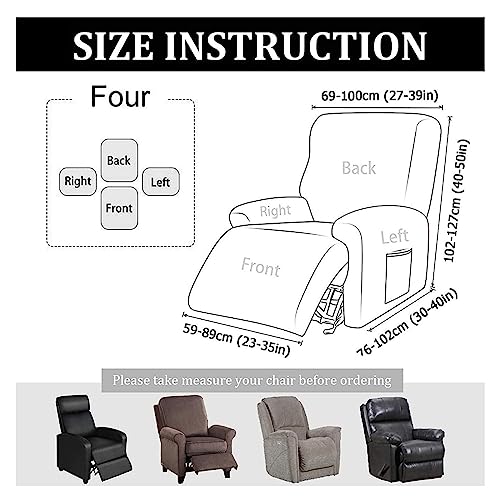 Recliner Slipcover with Side Pocket Anti-Slip Elastic Cover k7m