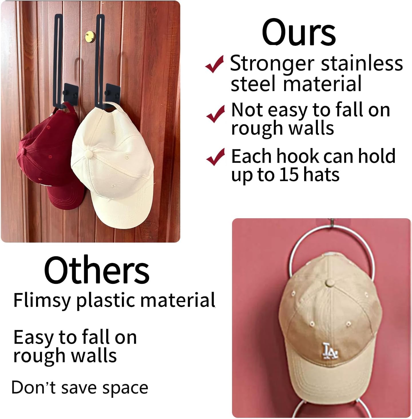 Hat Racks for Baseball Caps Wall Mount Organizer a7