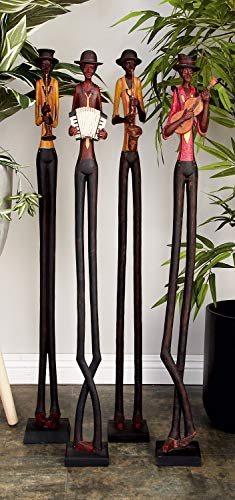 Polystone Musician Decorative Sculpture Set of 4 Brown k7m