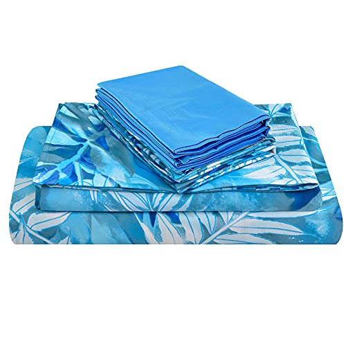 JSD Mint Green Floral Printed Sheet Set Queen Size 6 Piece, Soft Botanical Microfiber Bed Sheets Extra Deep Pocket