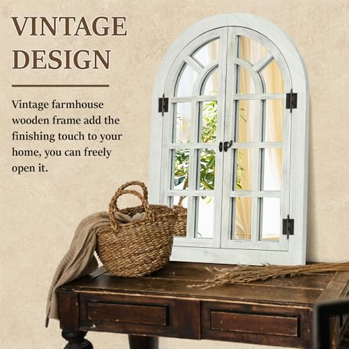 Arched Wall Mirror Wood Frame Farmhouse Decor for Bedroom Living Room a7