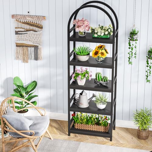 4-Tier Open Bookshelf with Metal Frame, Arched Design k7p