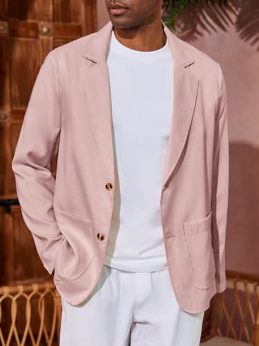 Men's Casual Linen Blazer Suit Jacket Two Button Slim Fit Lightweight Business Sport Coats k7