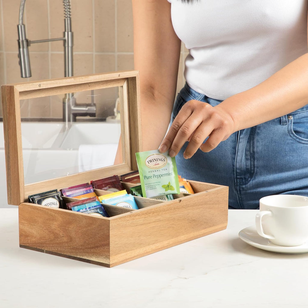 Tea Bag Storage Box with Clear Magnetic Lid 8 Compartments a7