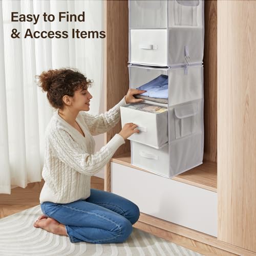 6-Shelf Hanging Closet Organizer with Removable Drawers k7m