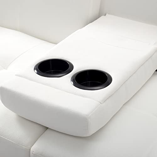 Synthetic Leather Convertible Futon Sofa Bed with Cup Holders Beige k7