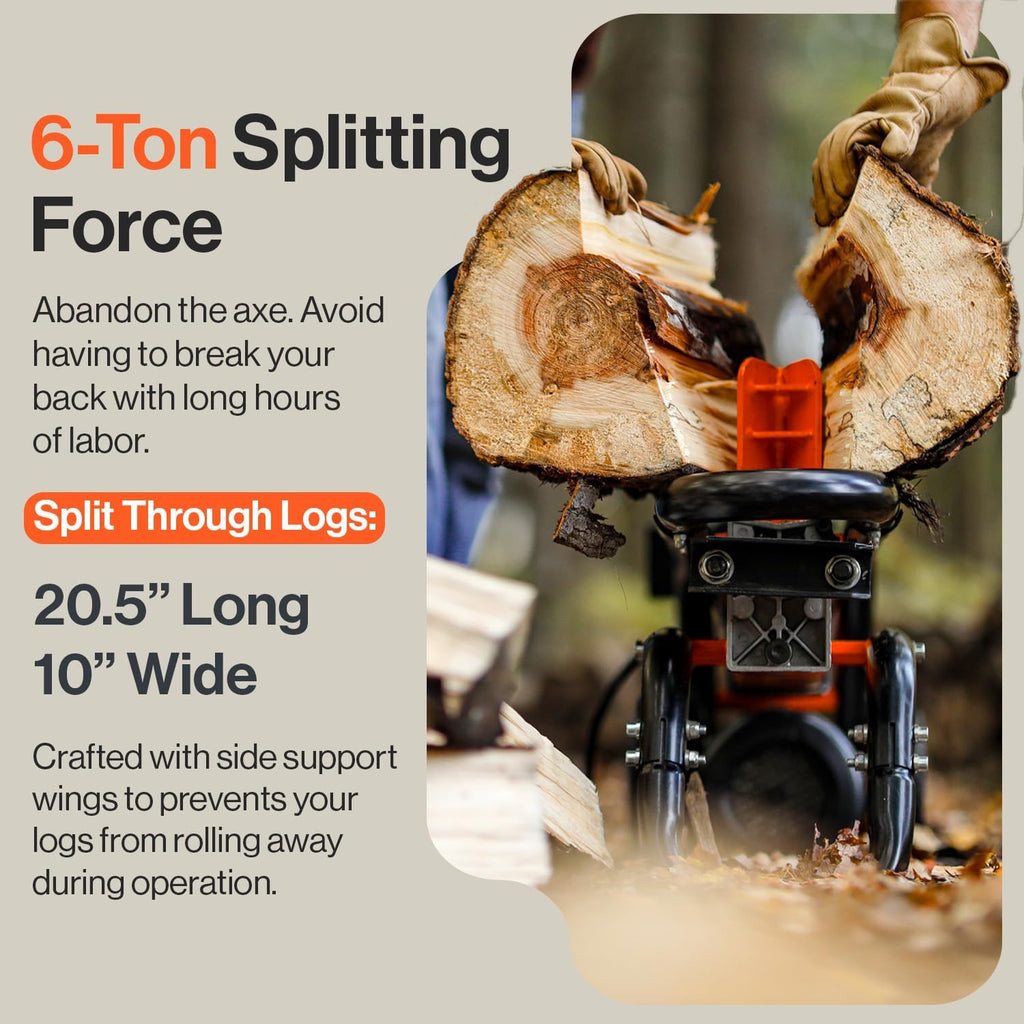 Electric Log Splitter 6 Ton Portable Horizontal A7k