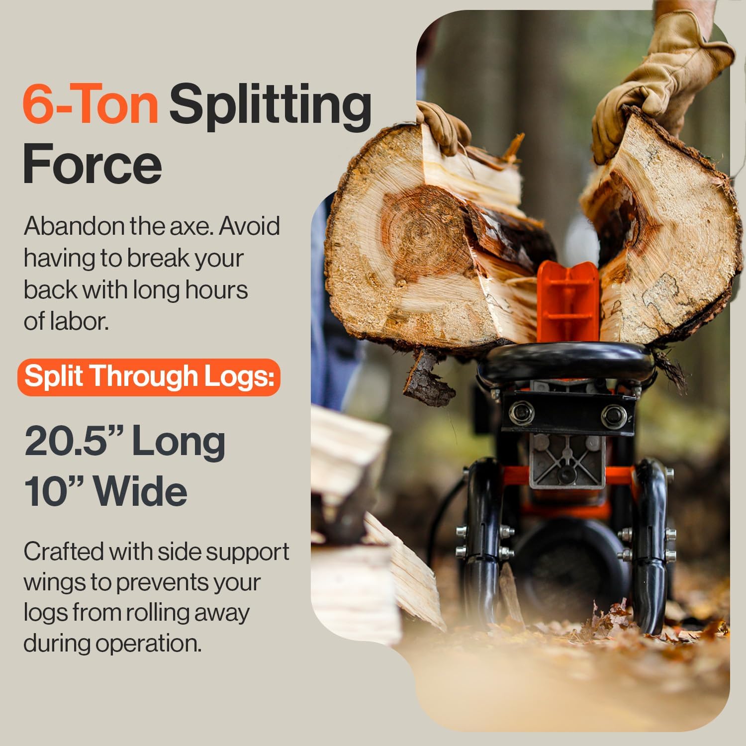 Electric Log Splitter 6 Ton Portable Horizontal A7k