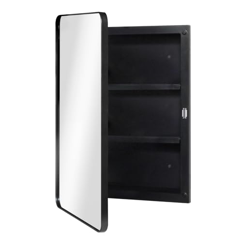 Black Beveled Mirror Medicine Cabinet 16x24 inch a7