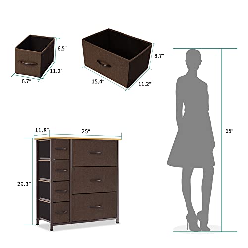Dresser with 7 Drawers & Fabric Storage Tower for Bedroom, Hallway, Nursery k7