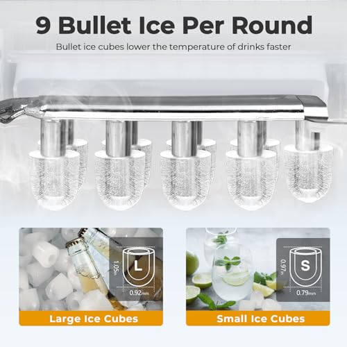Countertop Ice Maker Portable Bullet Ice Machine Self-Cleaning with Ice Scoop Basket a7