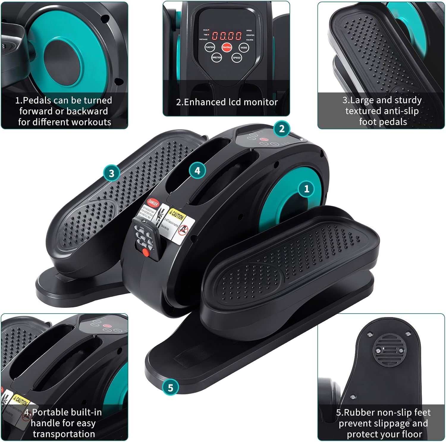 Under Desk Electric Pedal Exerciser with Remote Control and 5 Speeds a7