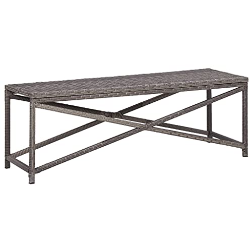 Patio Bench, Patio Bench Shower Bench Ottomans Decorative Bench Suitable for Entryway Porch Yard Bedroom, 47.2" Poly Rattan Brown