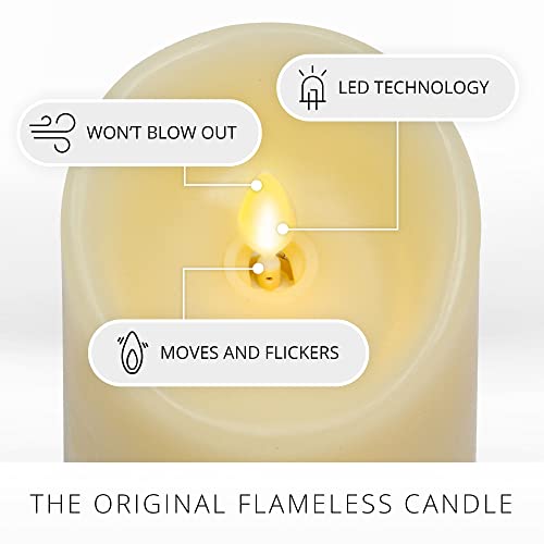 Flickering Flameless Ivory Pillar Candle with Warm LED Light k7