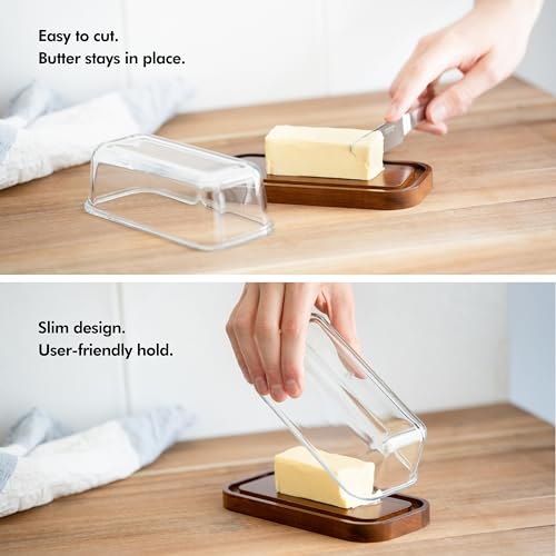 Glass butter dish with airtight lid for fridge and countertop a7