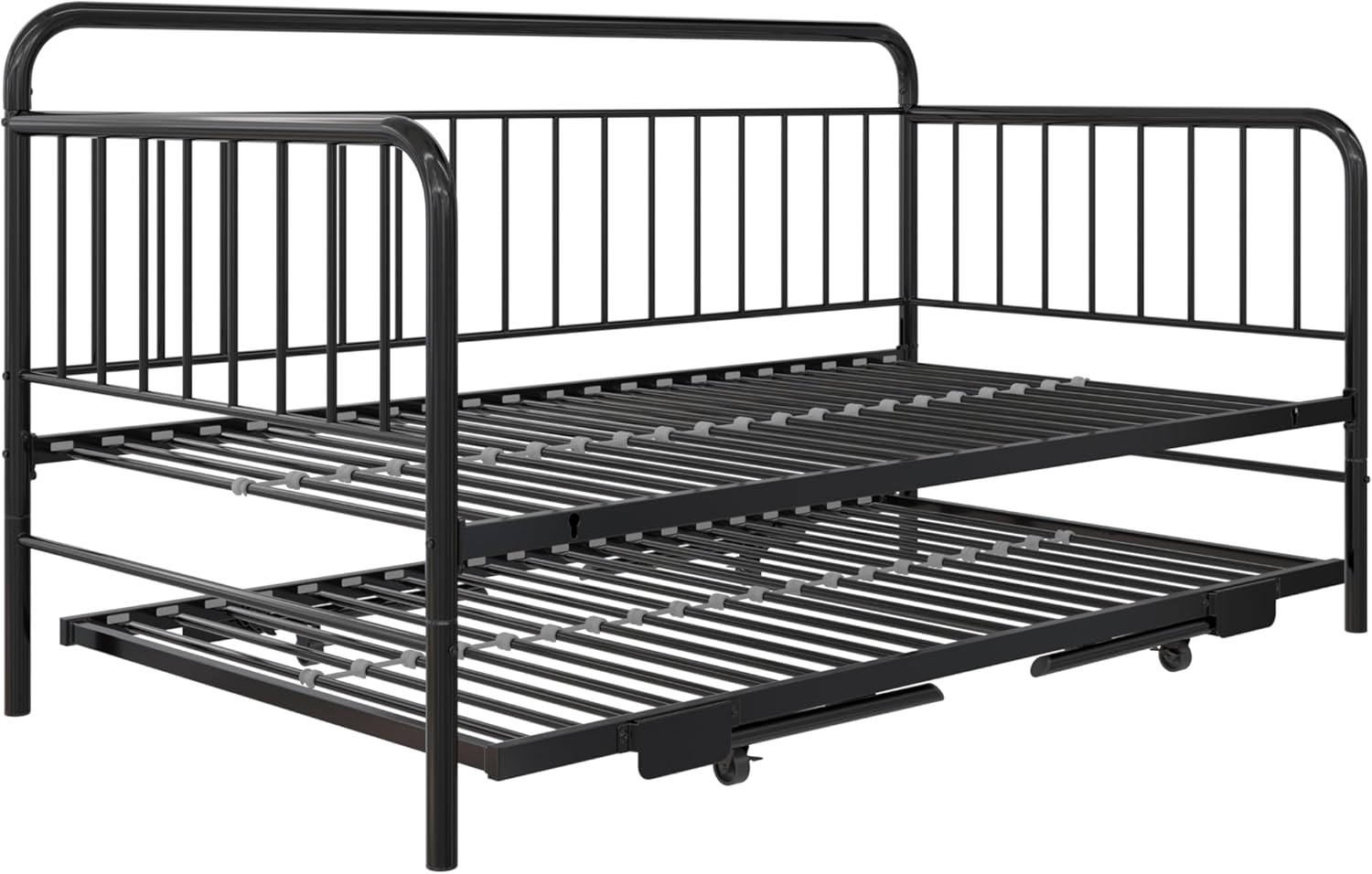 Metal Daybed with Pop Up Trundle Twin Black k7