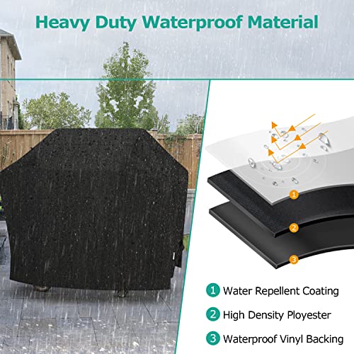 Grill Cover 55 Inch Heavy Duty Waterproof Outdoor Barbecue Black a7