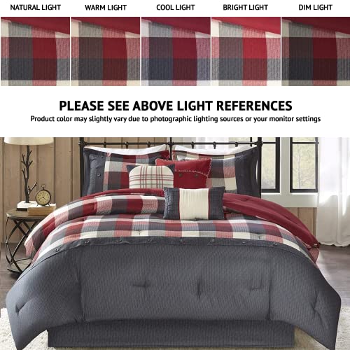 Cabin Lodge Plaid Comforter Set King 7 Piece Red a7