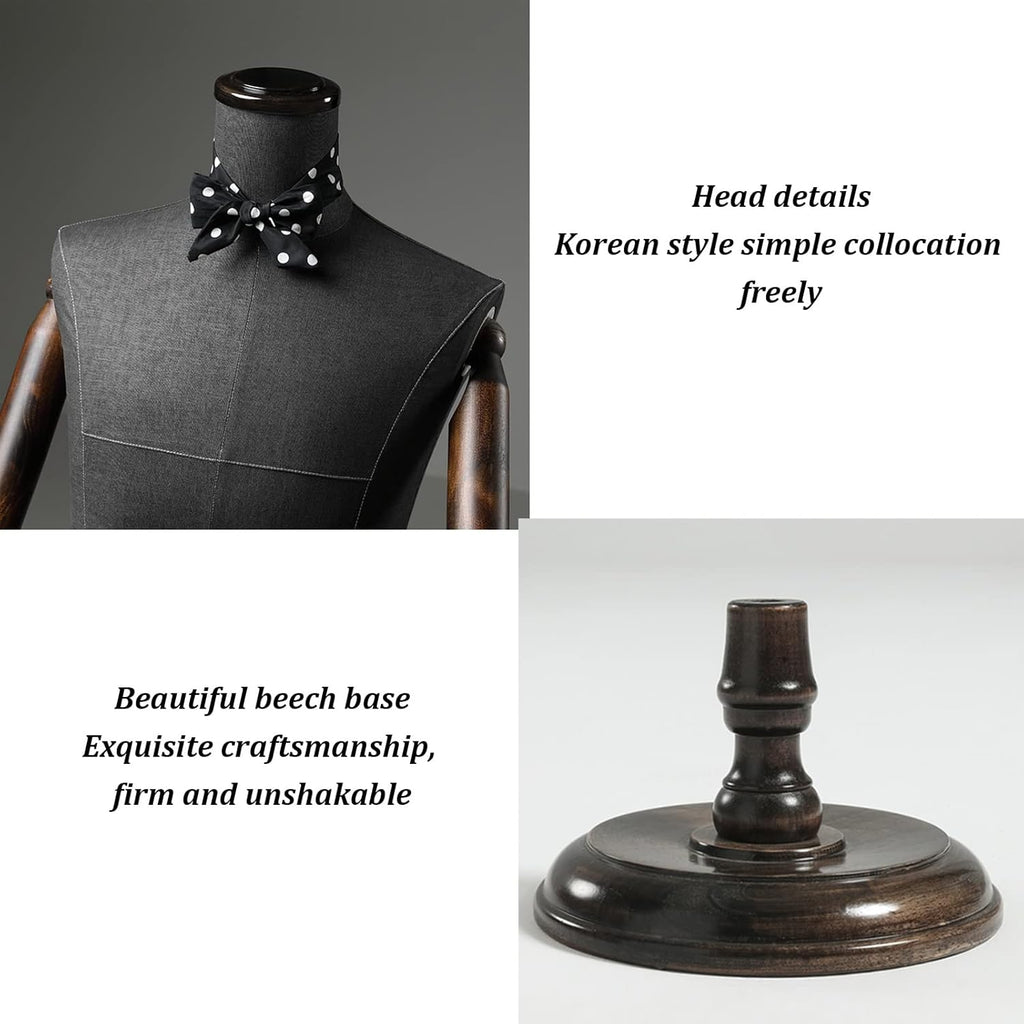 Mannequin Body Torso Male with Wooden Base Stand for Clothing Display k7p