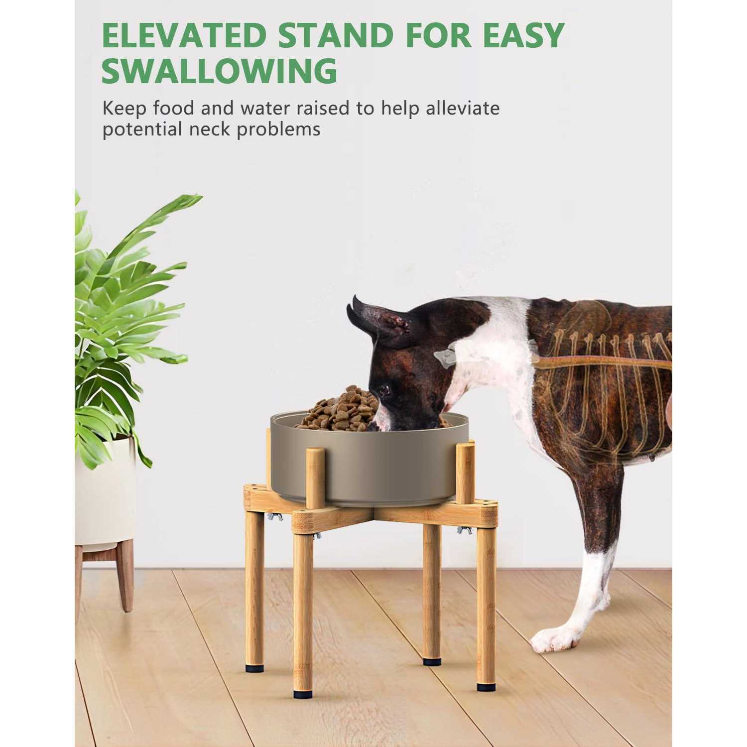 Adjustable Elevated Dog Food Stand for Wide Bowls k7m