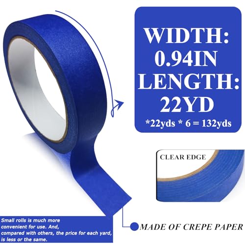 4 Rolls Blue Painters Tape for Multi-Purpose Painting DIY Crafts k7m