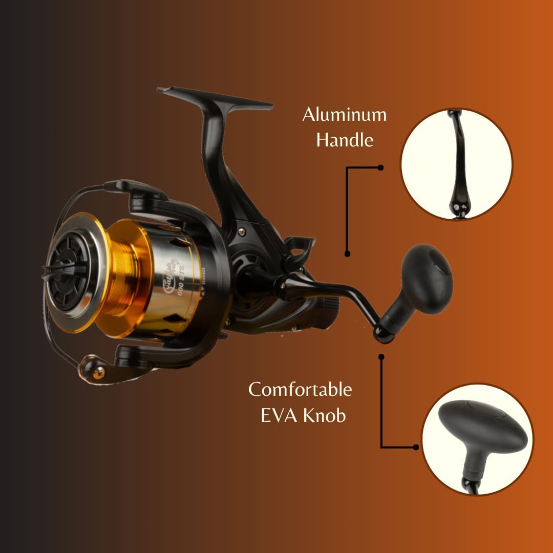 Spinning Reel 600 5.2:1 Gear 22lb Drag Aluminum Spool k7m