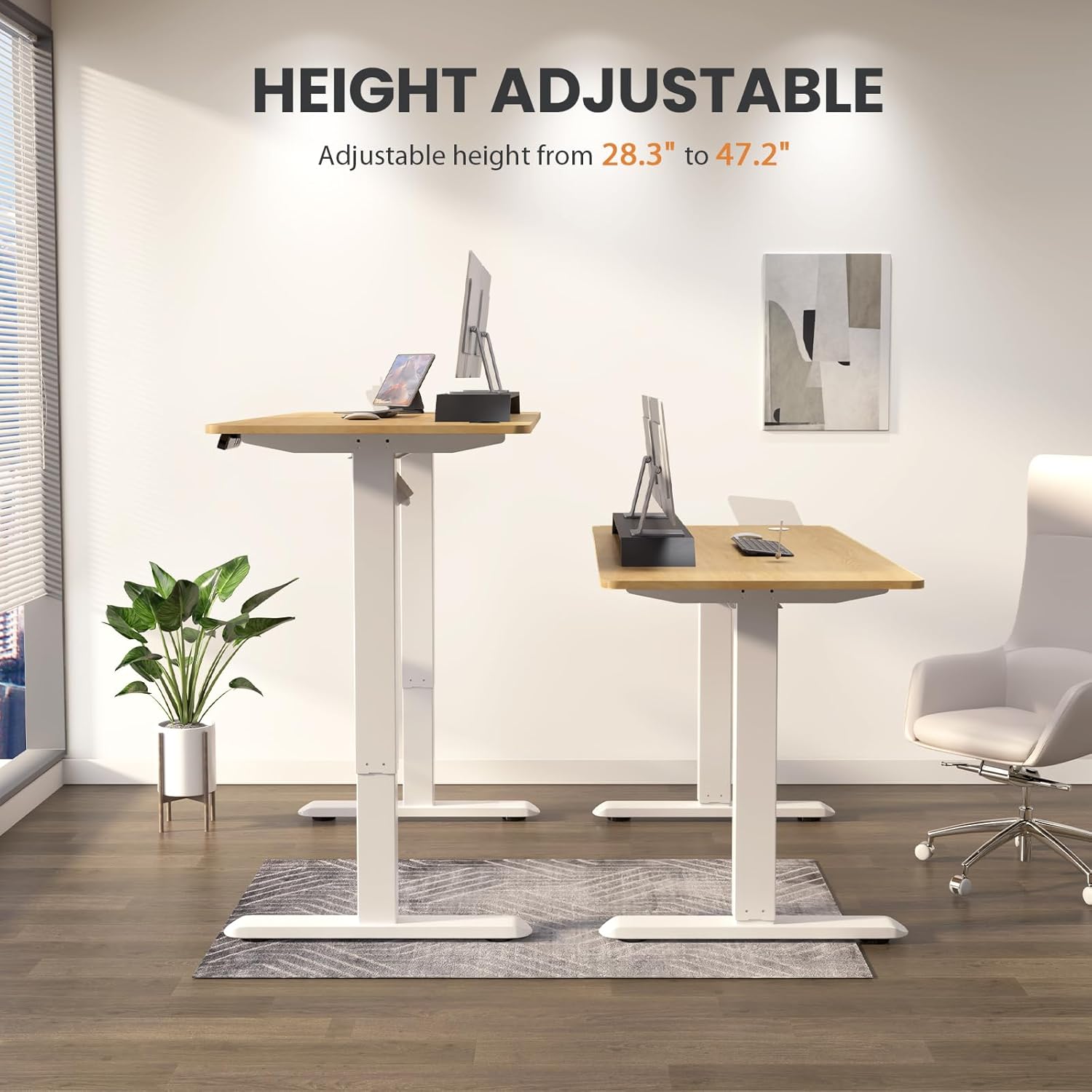 Adjustable Standing Desk 48 x 24 Maple k7p