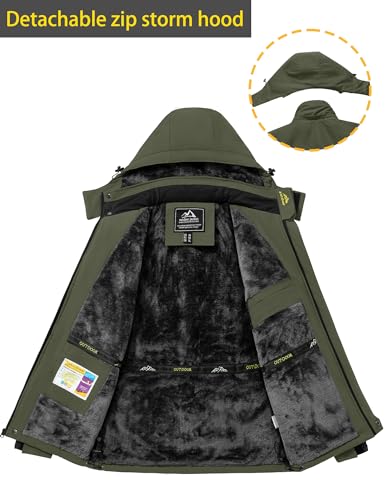 Men's Winter Ski Jacket Waterproof Snow Coat Fleece Lining Hooded k7m