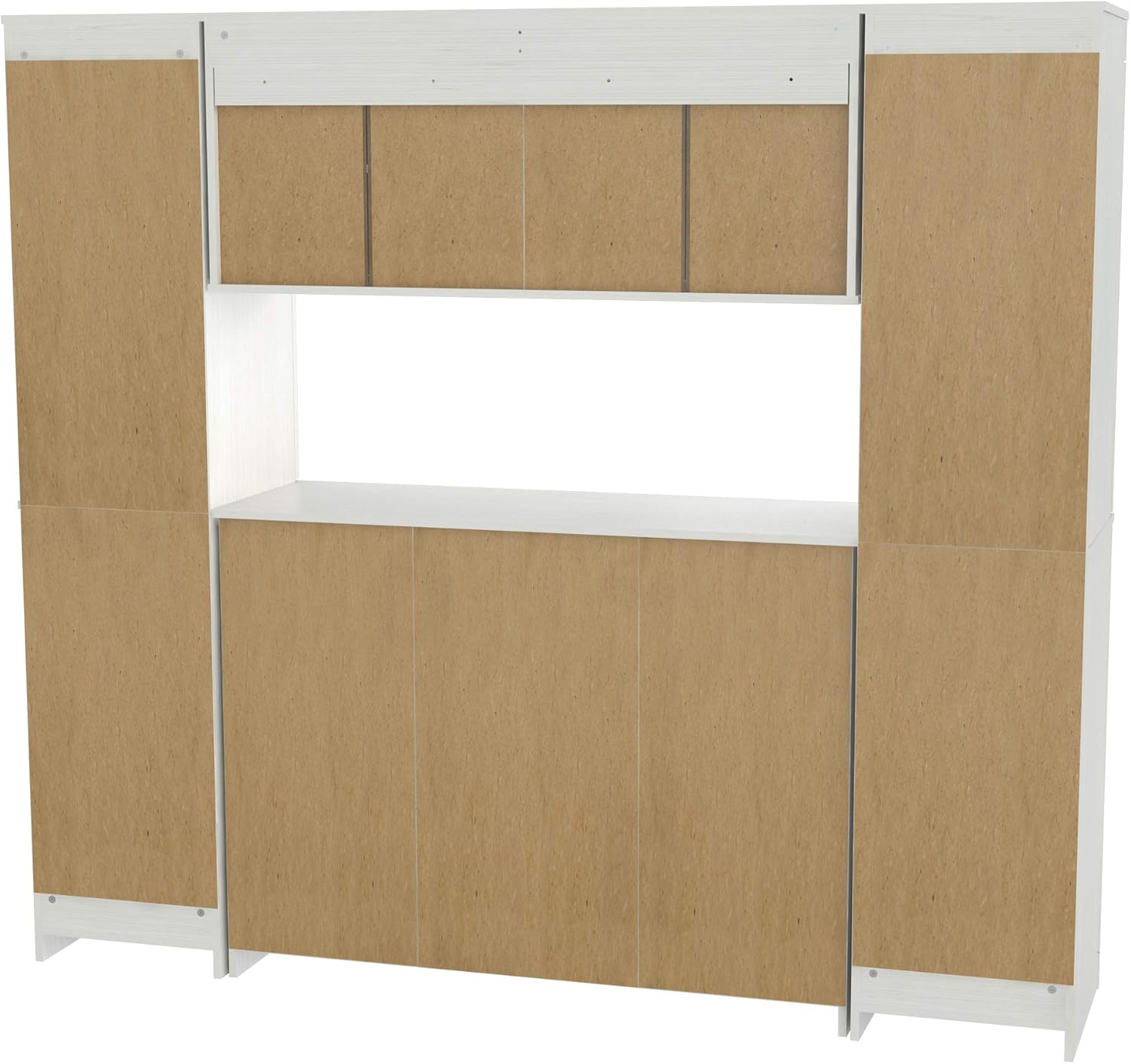 Shaker Style 4-Piece Buffet Storage System with 2 Tall Slim Cabinets, Washed Oak k7