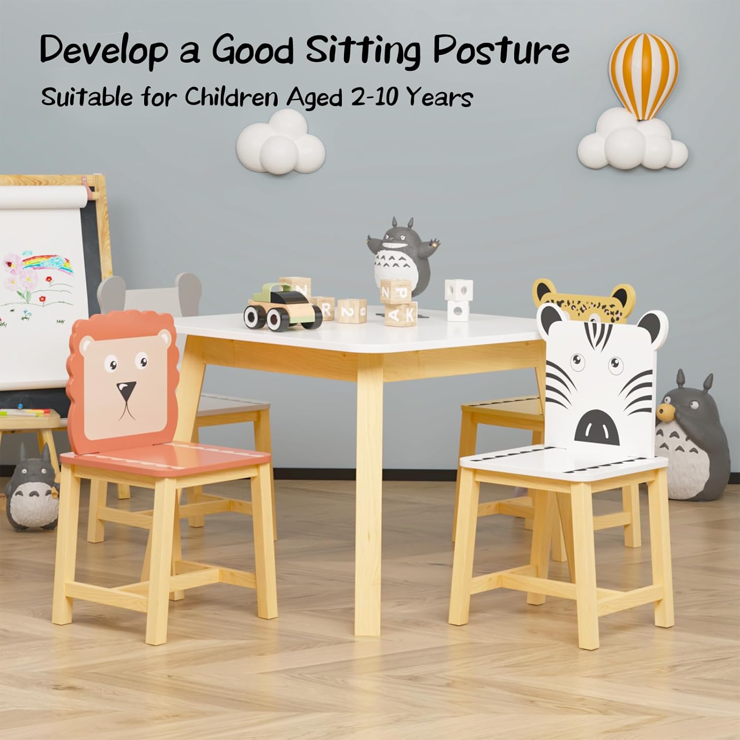 Children's Wooden Table and 4 Chairs Set a7