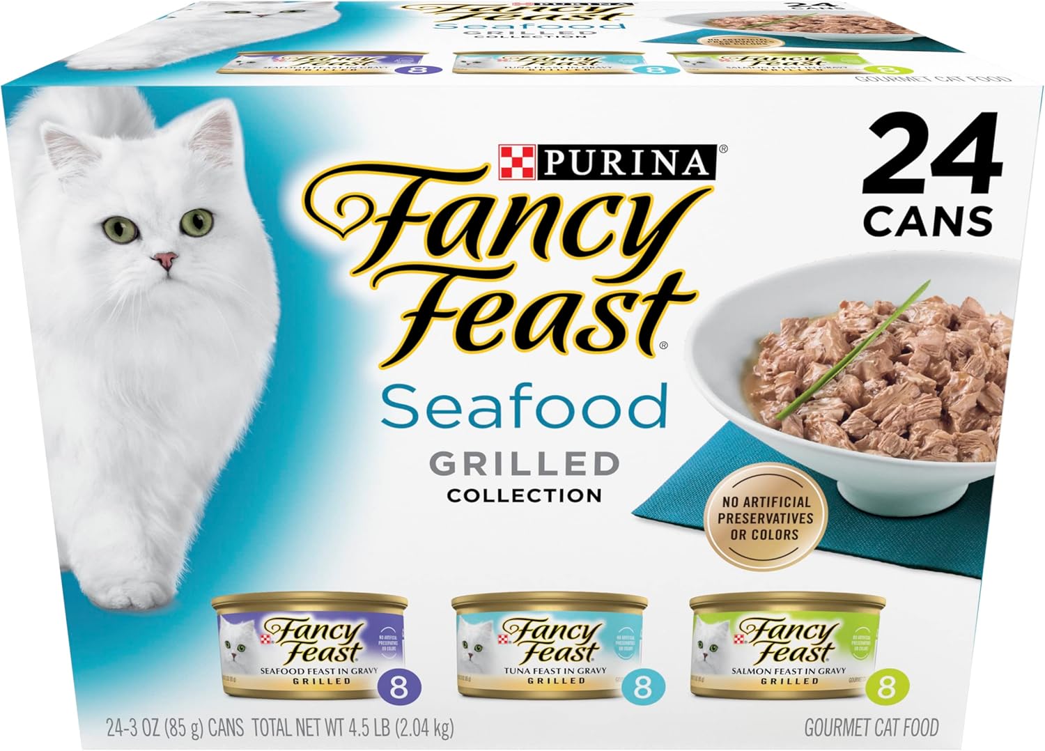 Grilled Seafood Wet Cat Food Variety Pack 3oz Cans 24 Count K7m