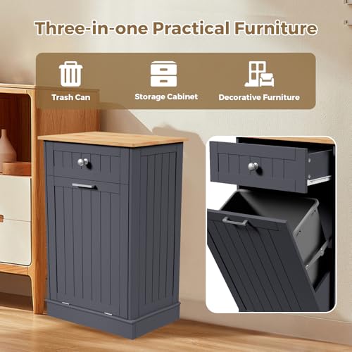 Trash Cabinet with Hideaway Drawer and Cutting Board White a7