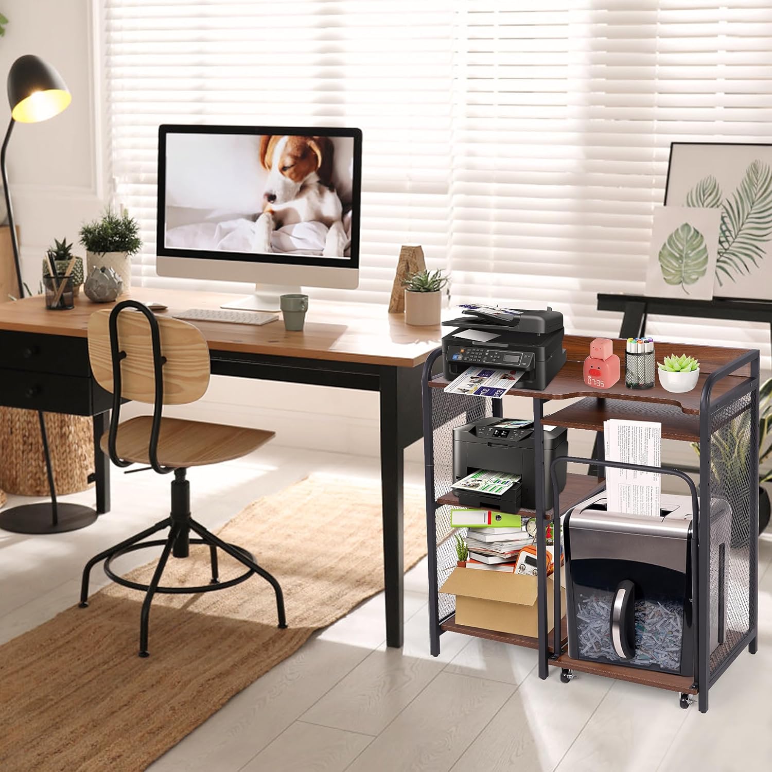 Printer Stand with Storage 3 Tier Adjustable Rack for Home Office k7m