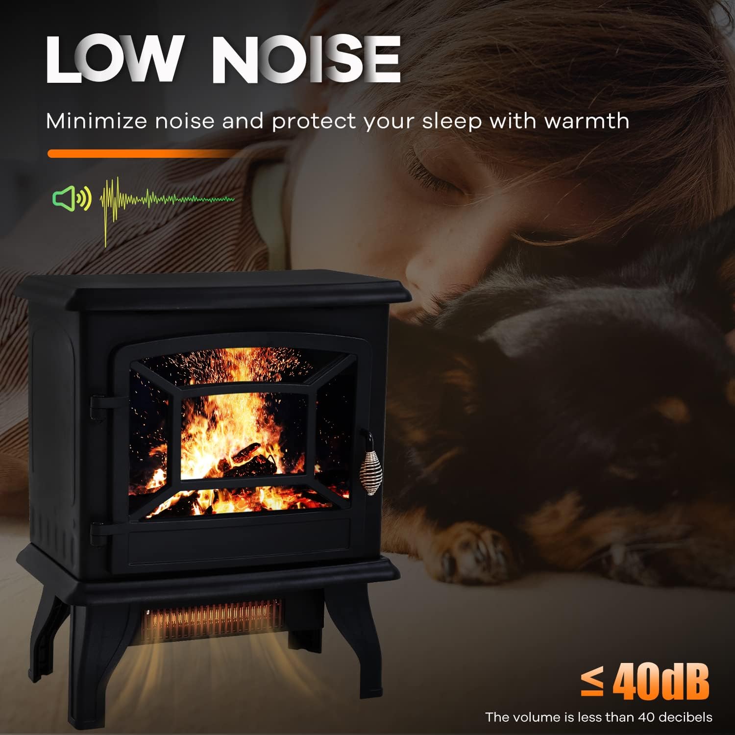 Electric Fireplace Heater 3D Flames Freestanding TV Stand 1500W Black k7