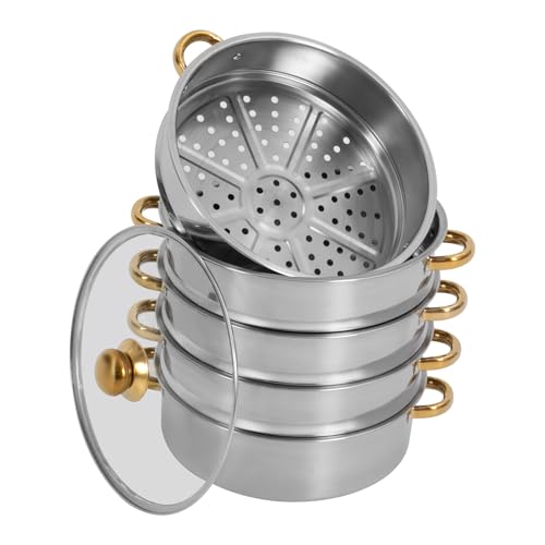 Stainless Steel Steamer Pot 28cm with Glass Lid a7