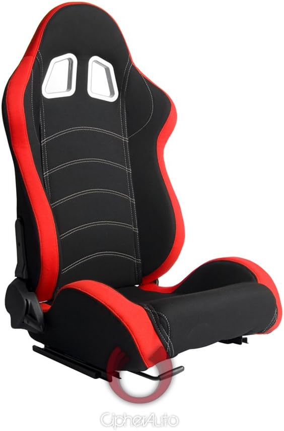 Racing Seats Red Black Cloth Pair a7
