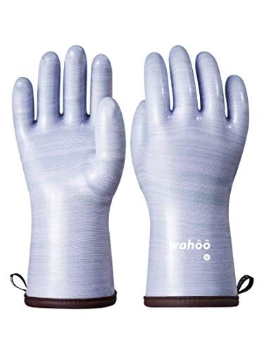 Wahoo Liquid Silicone Smoker Oven Gloves, Food-Contact Grade, Heat Resistant Gloves for Cooking, Grilling, Baking, Purple, M/8