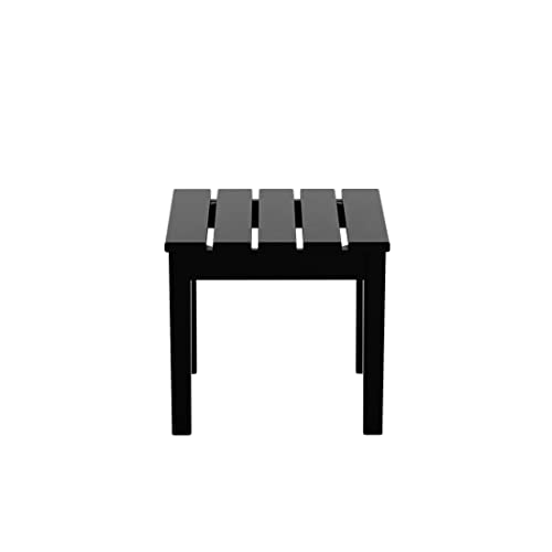 Paradise 18" Outdoor Patio Adirondack Side End Square Table Small HDPE Weather Resistant, Black