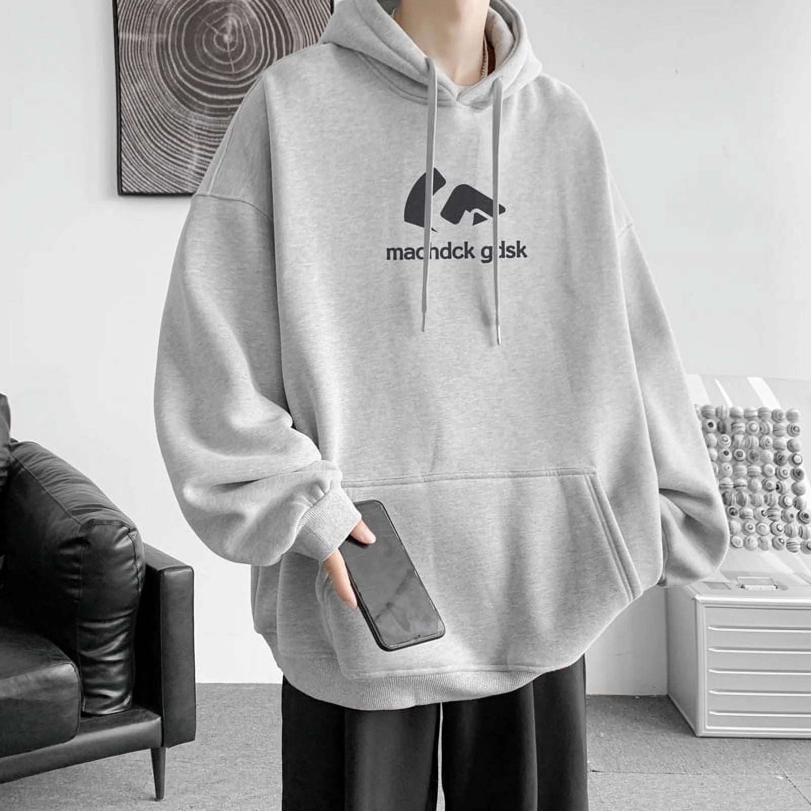 Hip Hop Hooded Sweatshirt Black XL a7