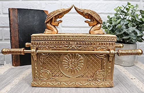 Matte Gold Holy Ark of the Covenant Religious Decorative Figurine Box k7