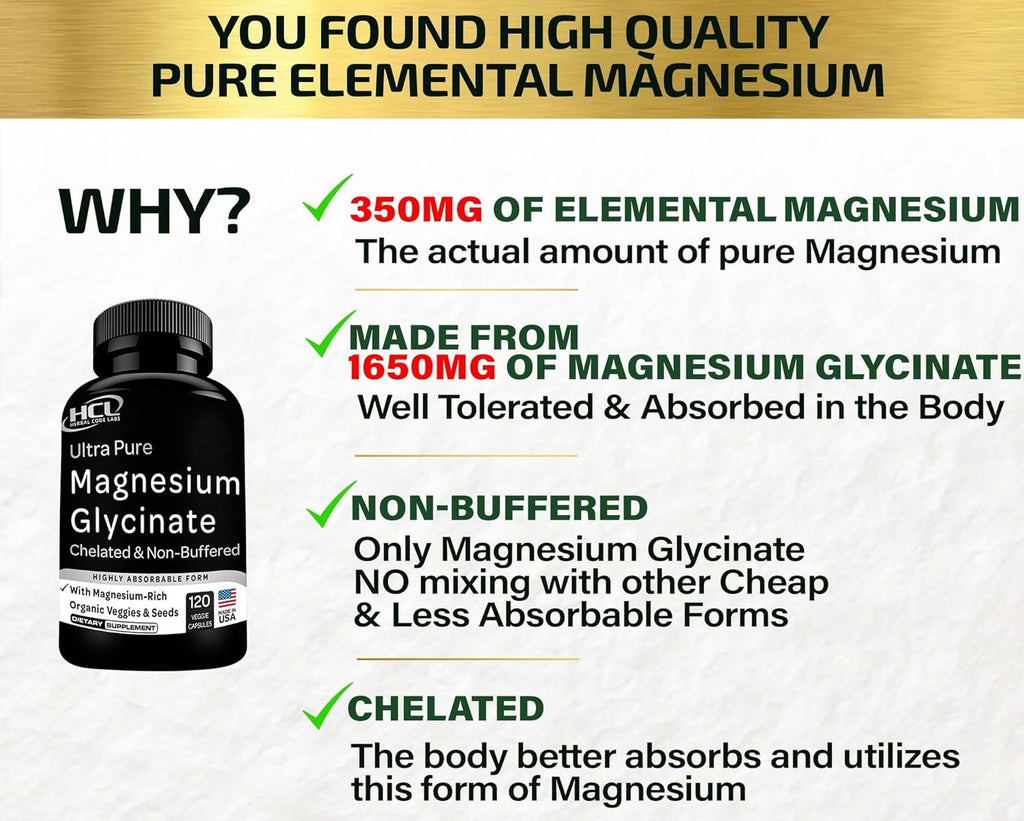 Magnesium Glycinate Capsules 350mg Chelated High Absorption a7
