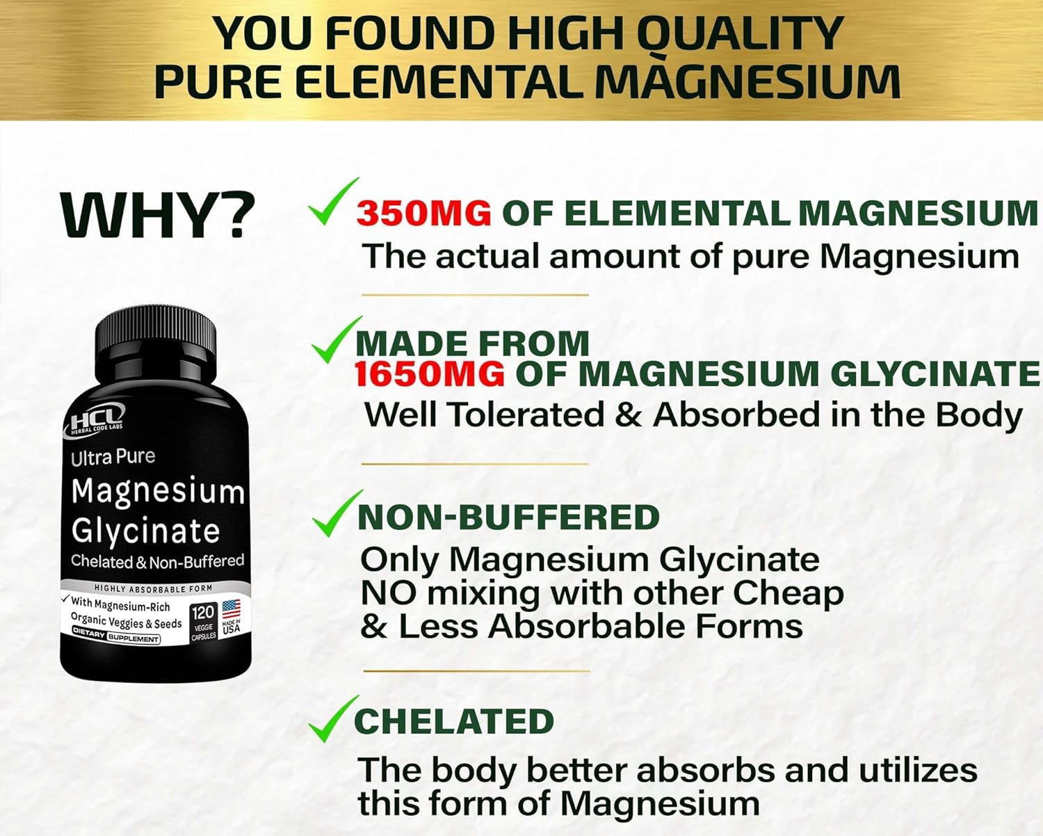 Magnesium Glycinate Capsules 350mg Chelated High Absorption a7