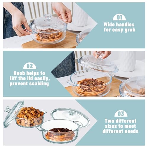 Glass Casserole Dish with Lid Oven Safe Square 0.8L k7
