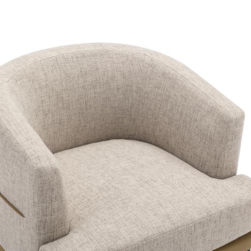Accent Barrel Chair with Linen Cushion and Metal Legs m7k