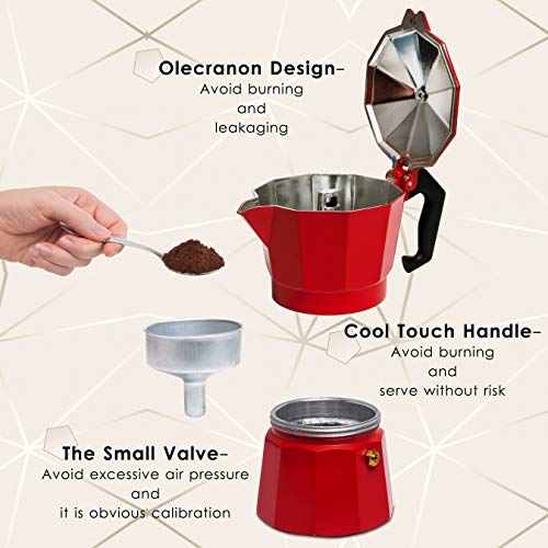 Aluminum Moka Stove Coffee Maker with Mug, 3 Espresso Cup 5 oz k7