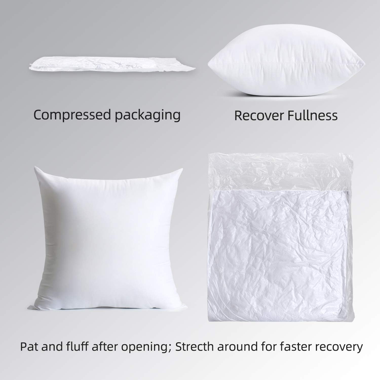 18x18 Pillow Inserts Outdoor Pack of 4 Water Resistant Hypoallergenic Square Cushion Stuffer Forms a7